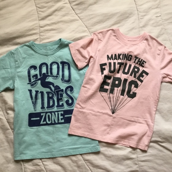 Children’s Place T-shirt Set of Two Size S/P 5/6 Pink Blue Good Vibes Epic - Picture 7 of 7